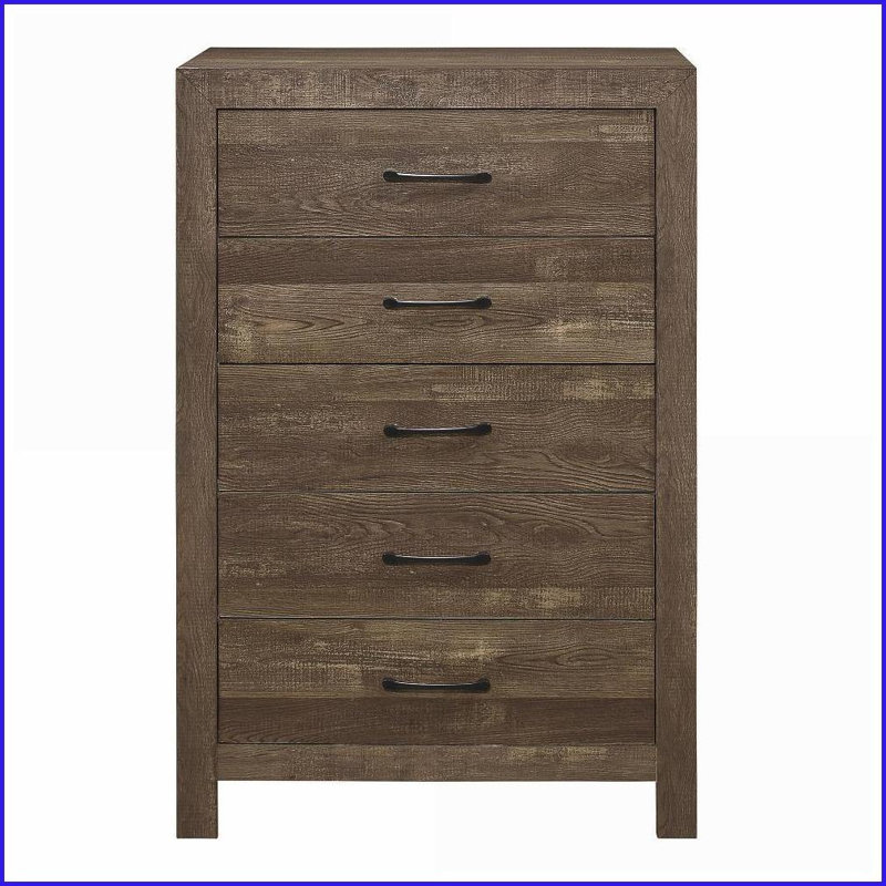 Commodes et amp; Armoire, commode 5 tiroirs brun rustique avec quincaillerie noire | Brun rustique | Bois, Brun