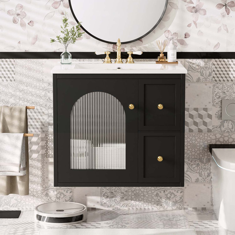 Ensemble de meuble-lavabo sophistiqué avec plusieurs options de rangement pour les espaces compacts, Noir
