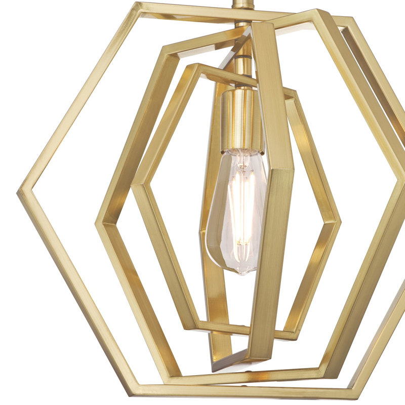 Luminaire suspendu géométrique simple à 1 lumière, Laiton champagne