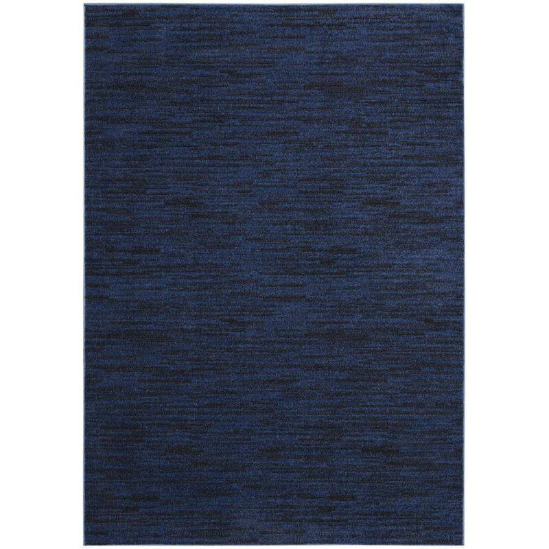Mullican Sandy Solid Blue Easy Care Indoor/Outdoor Area Rug, Rectangle 5' x 7'