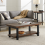 Petite table basse rectangulaire moderne en bois massif et métal rustique avec rangement de 42 po x 24 po x 18 po de style industriel rétro Rundell Pomona - assemblage facile