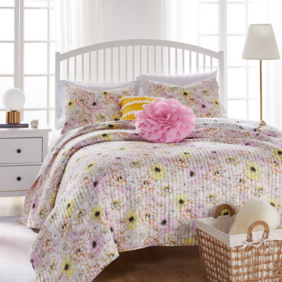 Ensemble de courtepointe 2 pièces Greenland Home Fashions Misty Bloom Rose 68 x 88 + 20 x 26