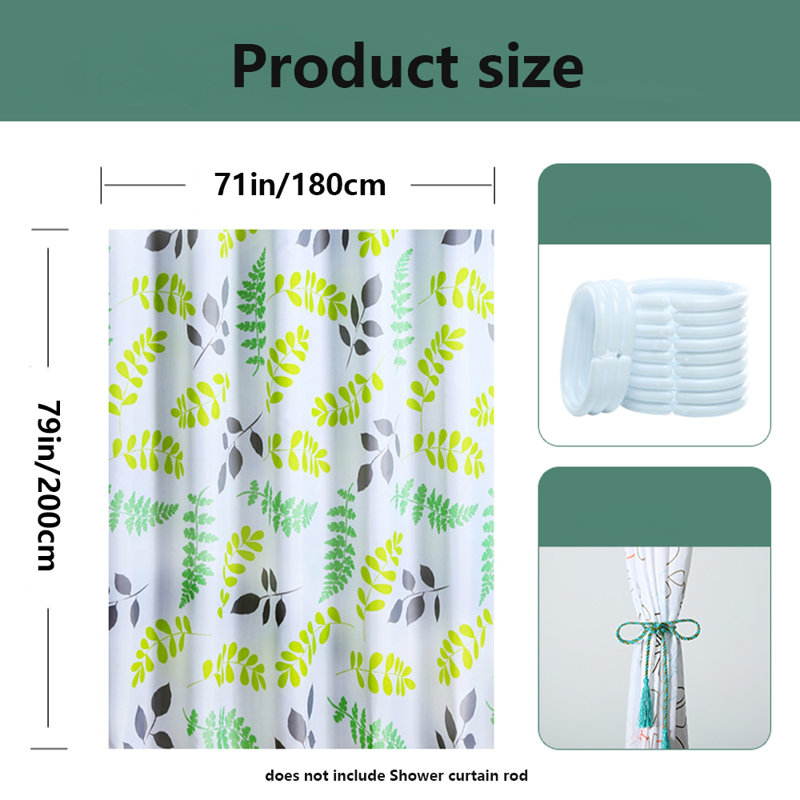 Rideau de douche imperméable en polyester, H 79 po x l 71 po
