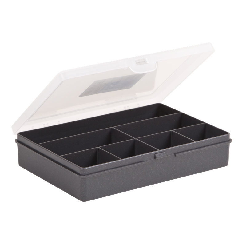 Wham 19cm Plastic Organiser Box With 7 Division Graphite Pack of 3, Graphite