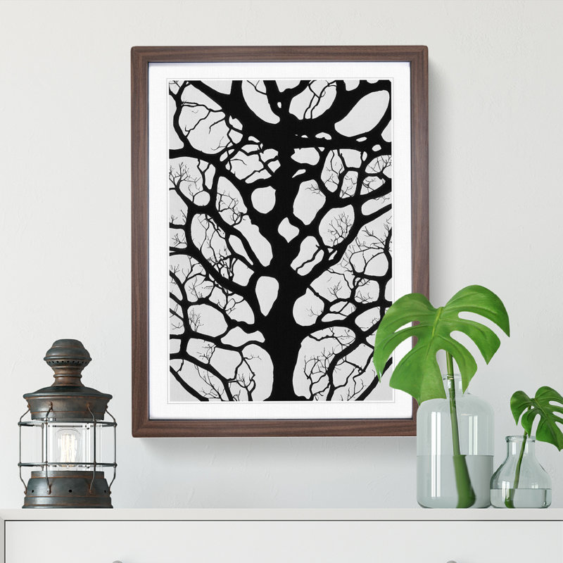 A Monochrome Tree No.4 - Framed Print, 34cm H x 25cm W x 2cm D, Walnut Framed
