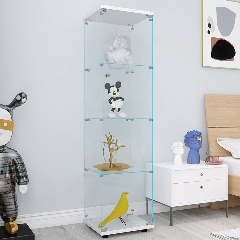 Armoire à une porte en verre blanc avec 4 tablettes - Magnifique pièce de présentation