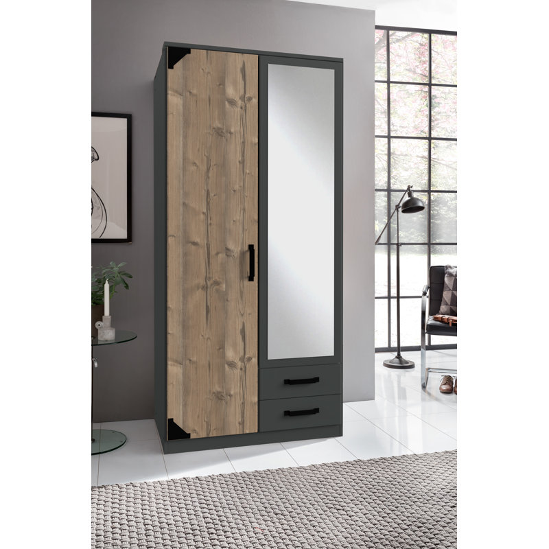 Fairley 2 Door Manufactured Wood Wardrobe, Brown/Graphite