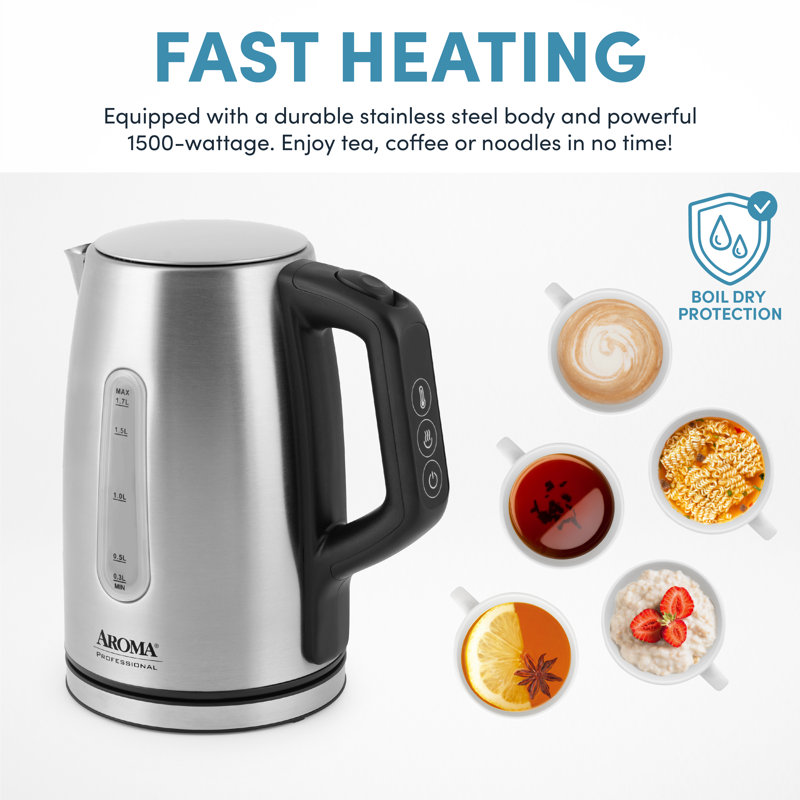 Aroma Professional 1.7L Stainless Steel Digital Electric Kettle