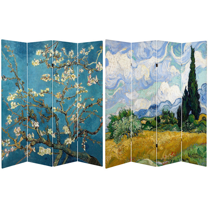 Carterville Van Gogh Art Canvas Folding Room Divider, 71" H x 63" W x 1" D