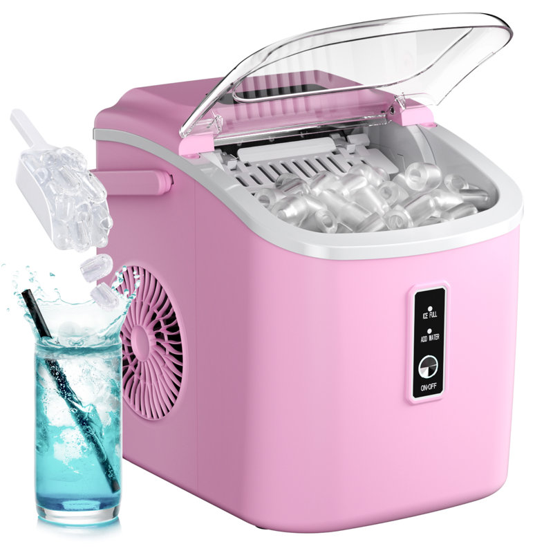 Simzlife 26Lbs. Daily Bullet Ice Countertop Ice Maker Ice Machine With Handle,Self-Cleaning Ice Makers, 26Lbs/24H, 9 Ice Cubes Ready In 6 Mins For Home/Kitchen/Bar/Party/Camping