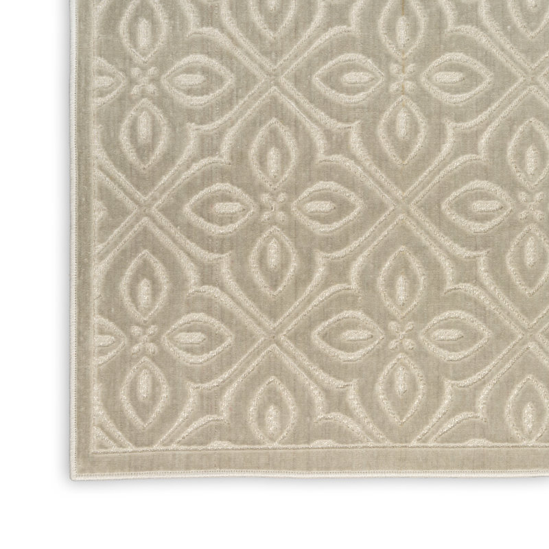 Nourison Washable Charm 2'2" x 10' Silver Ivory Contemporary Indoor Rug, Runner 2'2" x 10'