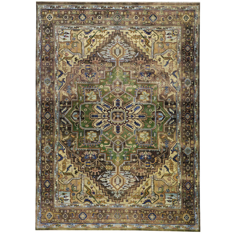 Tapis unique en laine 8 pi 10 po x 12 pi 3 po Silk Treasures