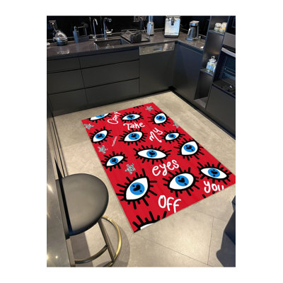 Tapis rouge à motif d'écriture rouge