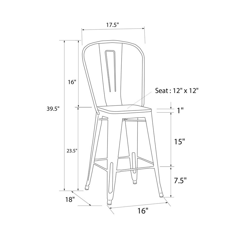 North Andover Bar Stool, Copper, Counter Stool (23.5” Seat Height)