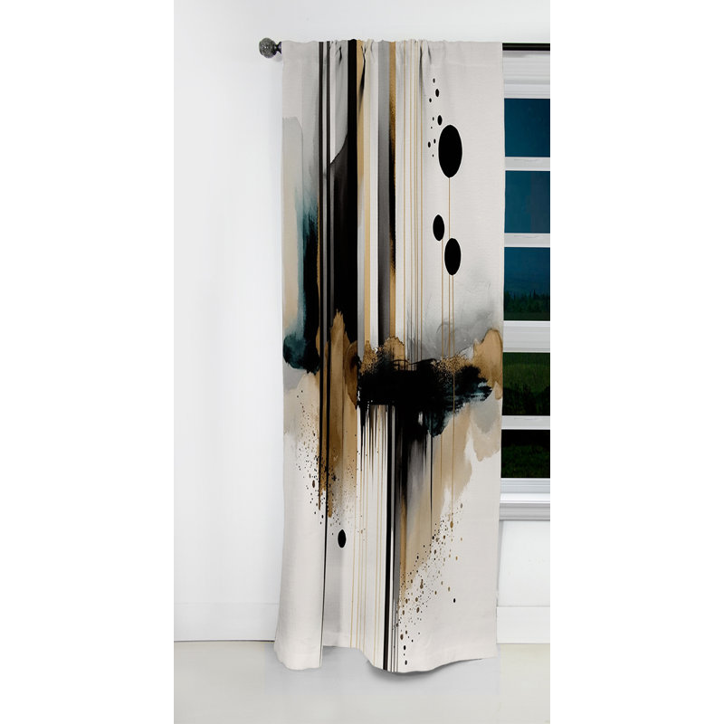Abstrait transitionnel moderne, formes I - Rideau à formes abstraites - 1 panneau, L 52 po x L 120 po