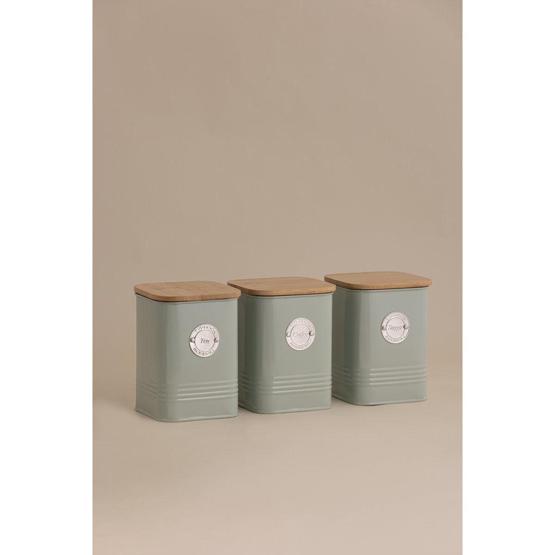 Living Squircle 3 Piece Tea, Coffee, Sugar Jar Set