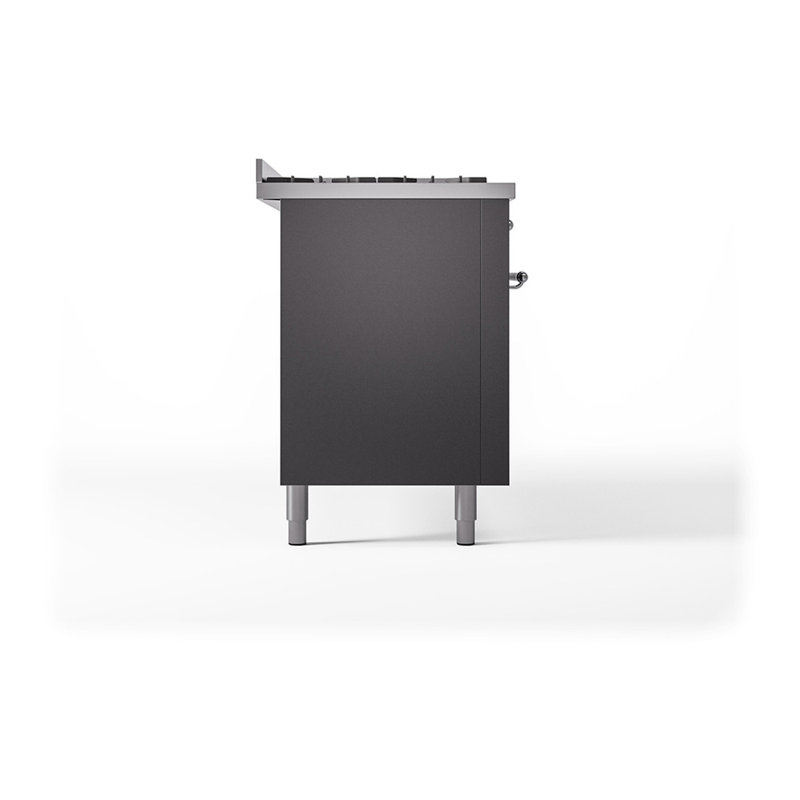 ILVE Nostalgie II Noblesse 60 in Dual Fuel Range, 9 Burner, Griddle, Graphite Matte/Chrome, Natural Gas