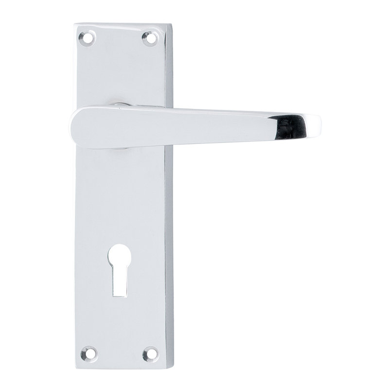 Victorian Straight Interior Mortise Door Handle, Polished Chrome