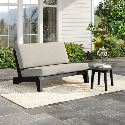 Bratches Outdoor Conversation Set Solid Wood Group With Loveseat And Side Table