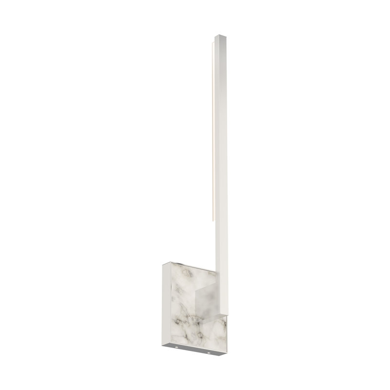 Klee 1 - Light LED Armed Sconce, 26.5 H x 4.3" W x 3.4" D, Polished Nickel/White Marble