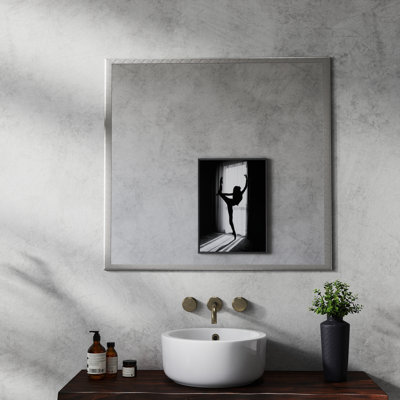 Superbe miroir de salle de bain en aluminium argenté de 32 pouces | Idée de cadeau