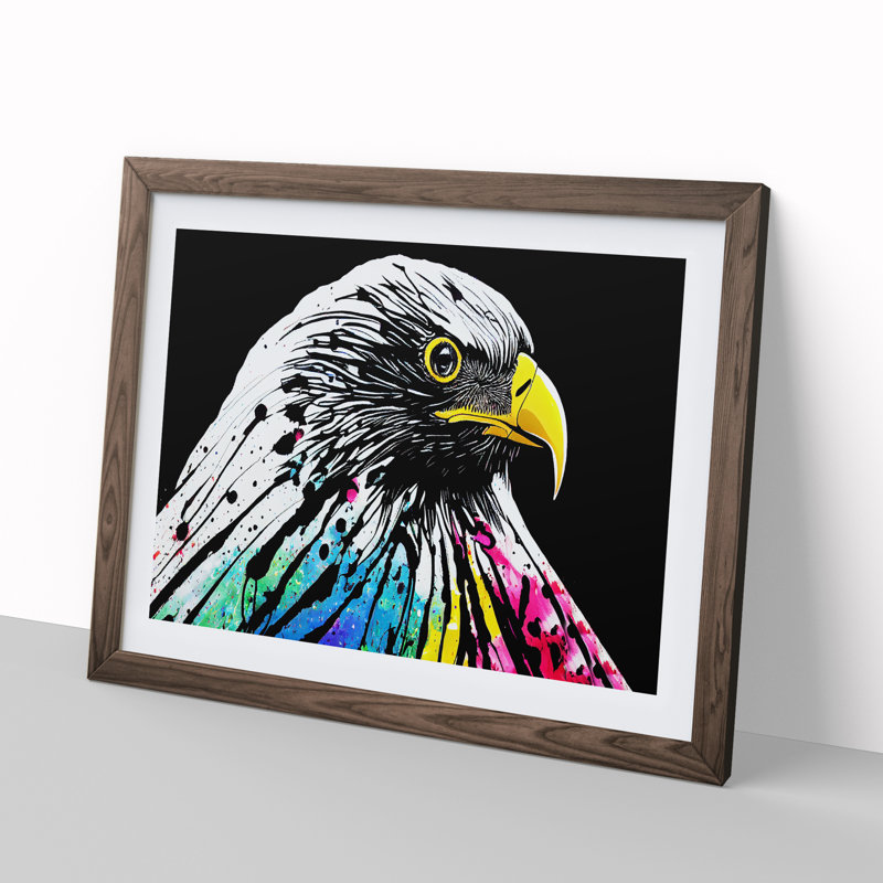 Eagle Bird Splash Vol.3 Abstract - Single Picture Frame Print, 46cm H x 64cm W x 2cm D, Walnut Framed
