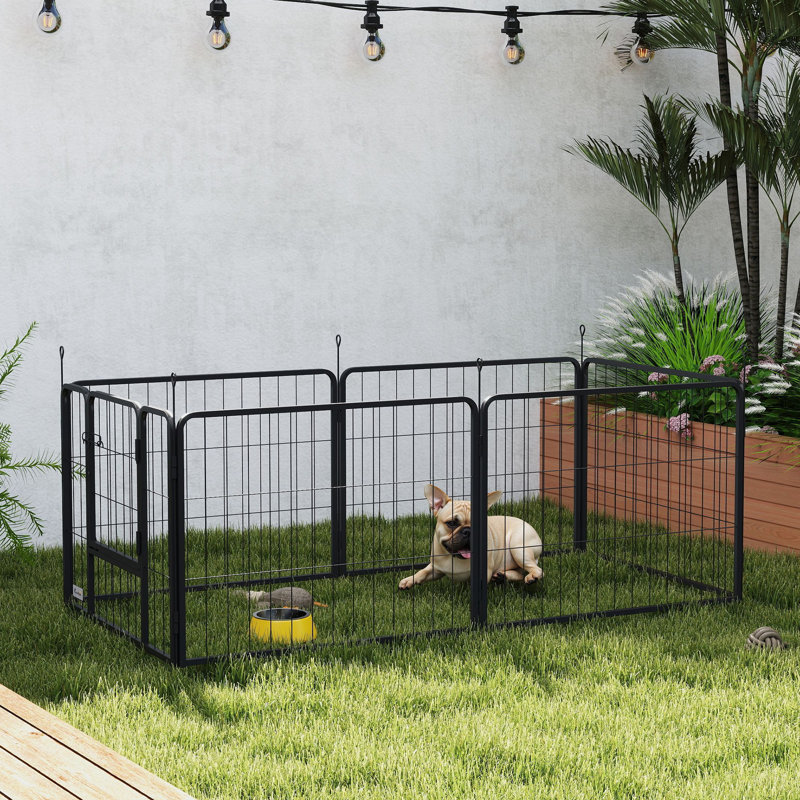 Dog Playpen with Door for Indoor Outdoor, 60cm H x 160cm W x 80cm D
