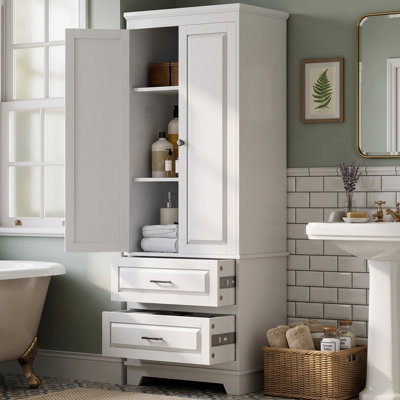 Solid Wood Freestanding Linen Cabinet