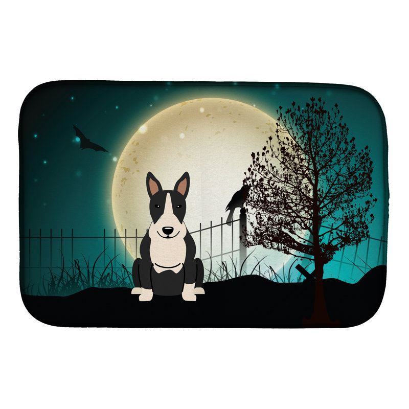 Tapis de séchage santaclara halloween effrayant terrier, Noir / Blanc