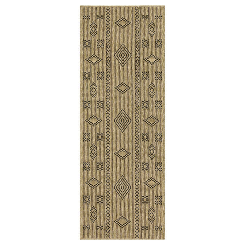 Earth GC_NTL1001 Jute/Black Indoor/Outdoor Area Rug, Runner 2'7" x 7'3"