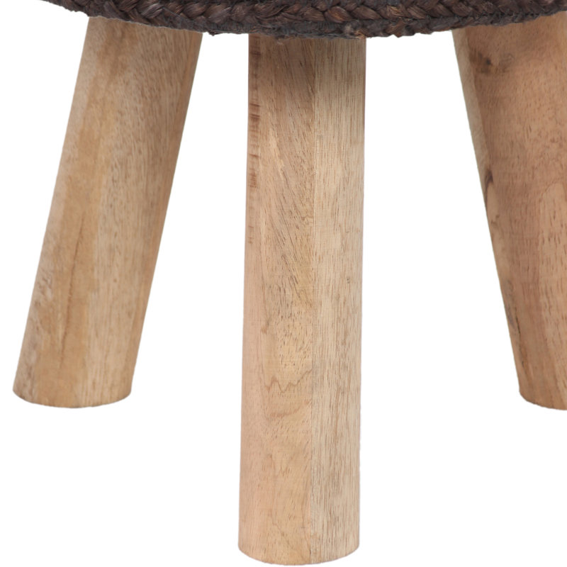 Tabouret rond rembourré en jute fabriqué à la main Kilim, Brun, Brun