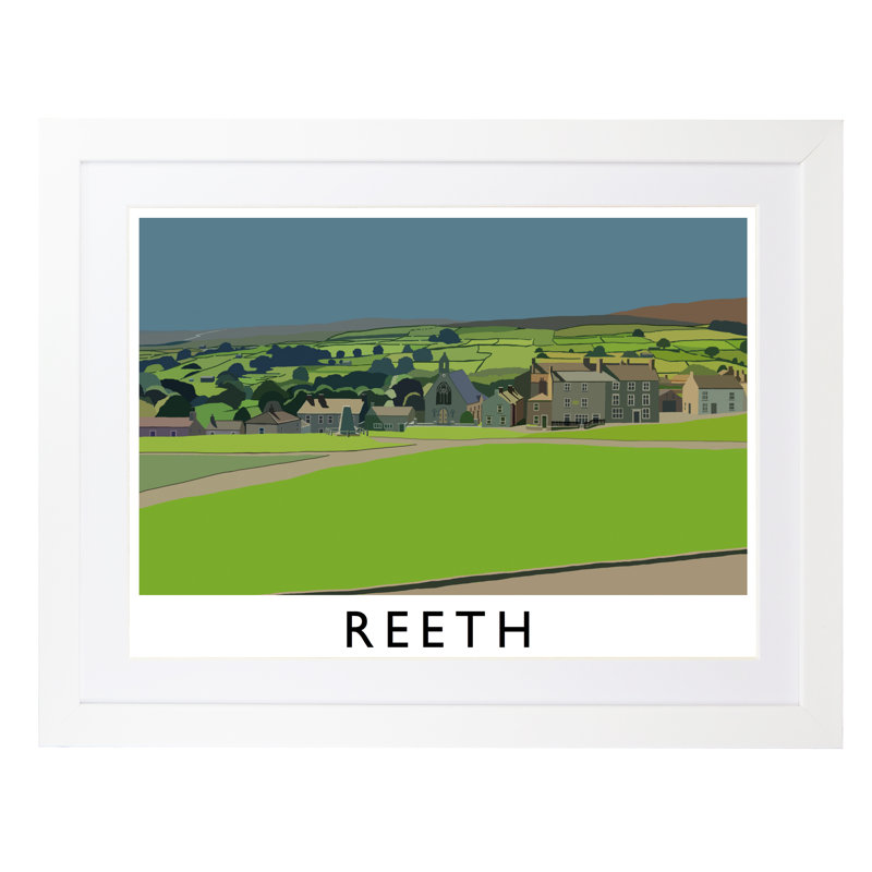 Reeth by Richard O'Neil - Print, 33.5 cm H x 43.5 cm W x 2.2 cm D, White Wood Frame