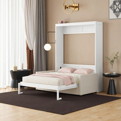 66.8" Queen Size Murphy Bed with Sofa - Space-Saving Convertible Design