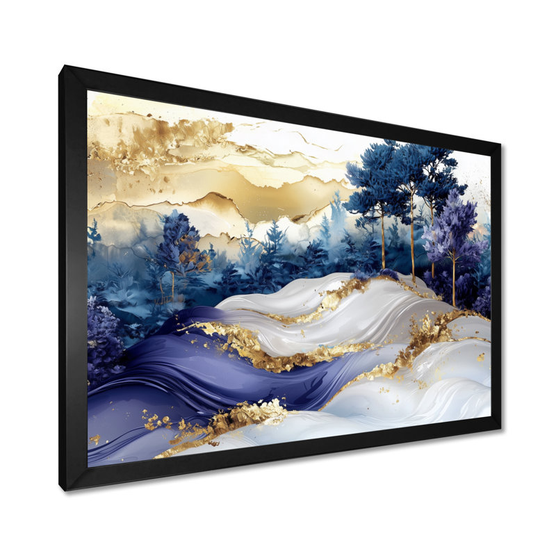 Genris Golden Trees Aurora Over The Marble Peaks III - paysages abstraits, art mural, H 30 po x l 40 po