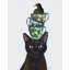Art sur toile tendue Lark Manor ™ Fab Funky Gallery: chat noir avec tasses à thé et merle 191546D-466946774
