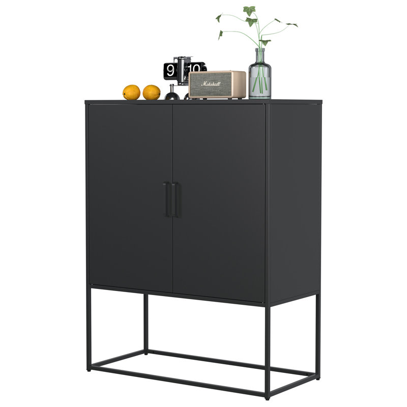 Buffet robuste en métal avec 2 tablettes