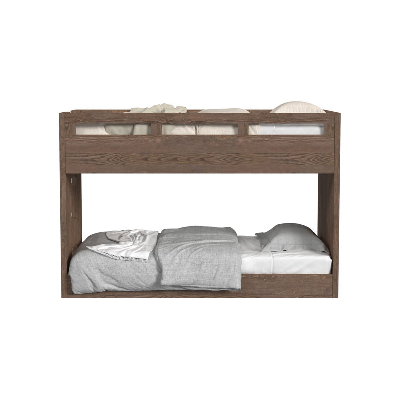 Lit superposé simple en bois massif Cohn, Lit superposé simple sur simple, Brun récolte