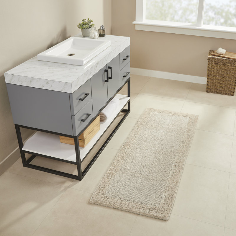 Tapis pour salle de bain en mélange de coton Fromma, Dune