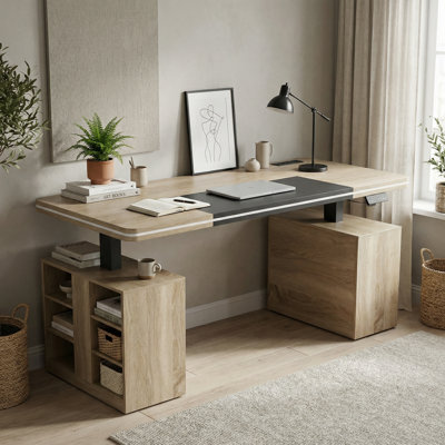 63'' Electric Standing Desk With LED Light Strip, Power Outlet, And Bluetooth App Control