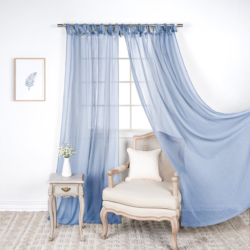 Elyse Sheer Curtain Panel Pair, 52" W x 84" L, Sky