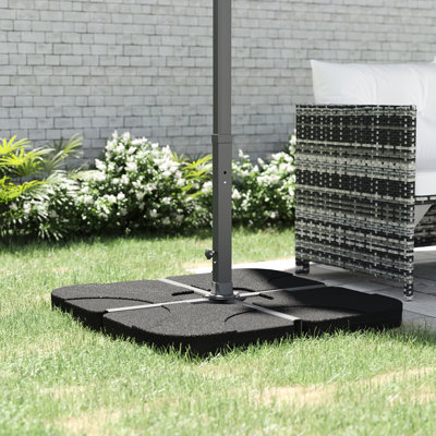 4 Cantilever Umbrella Base, 158 Lb Capacity, Black, Strong Outdoor Support, , Weather , Protected, Convenient Spout, Transport Handle Patio Weight,