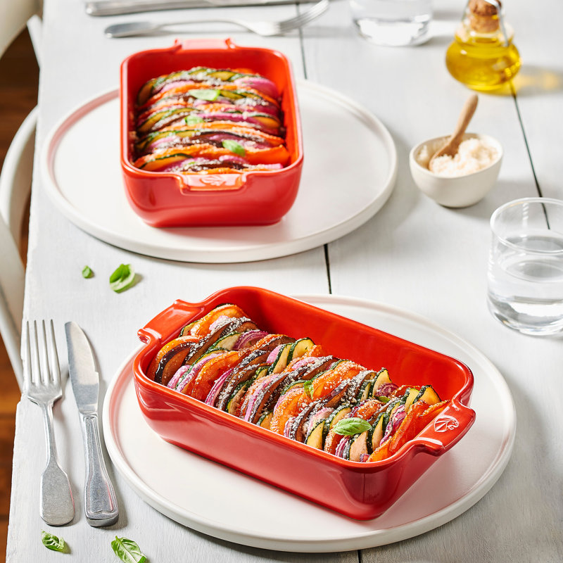 Peugeot Appolia Rectangular Ceramic Baking Dish, Red, 1.75" H x 8.5" W x 4.75" D