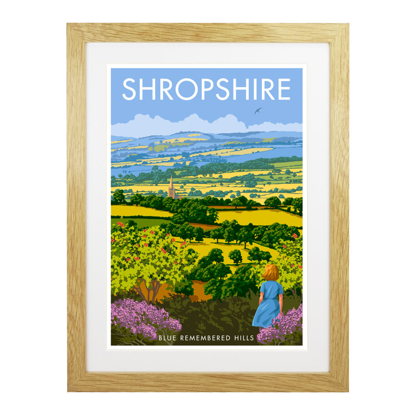 Shropshire by Stephen Millership - Print, 43.5cm H x 33.5cm W x 2.2cm D, Oak