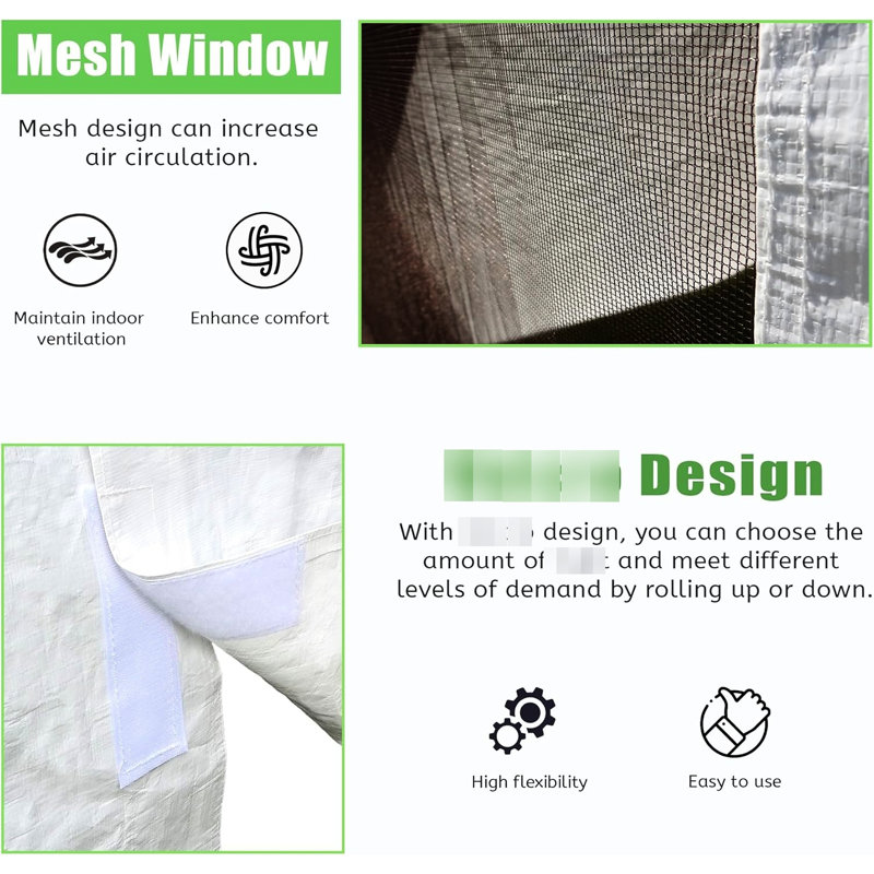 Housse pour abri de jardin 12 pi x 14 pi - Extérieur toutes saisons avec parois latérales, fenêtres en maille et blanc respirant pour les abris de jardin