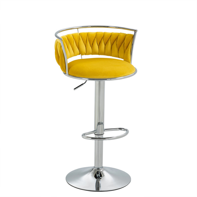 Ginko Modern Adjustable Bar Stools, Swivel Counter Stools with Upholstered Seat, Backrest, Footrest and Metal Frame for Kitchen and Home Bar 