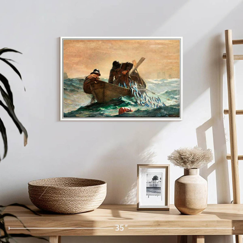 Le filet de hareng, 19 po x 13 po, Cadre flottant blanc