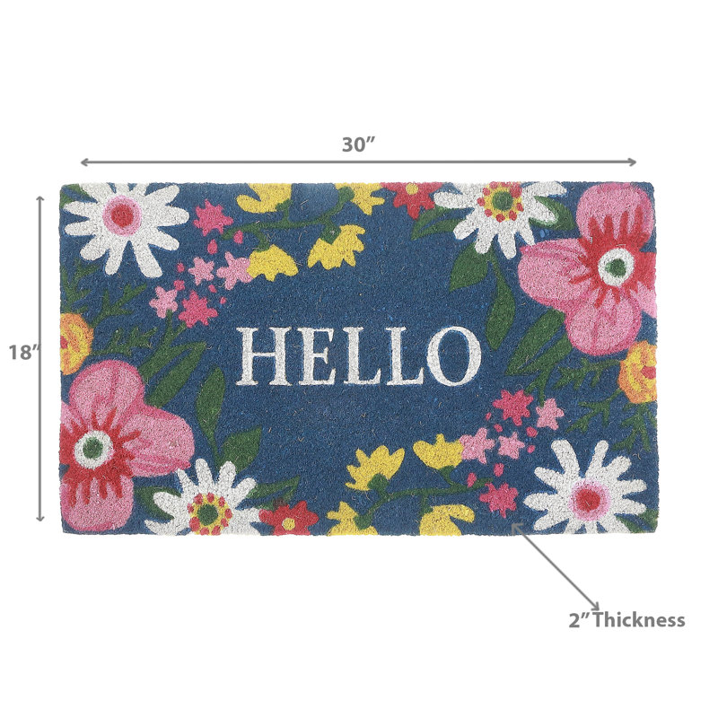 Tapis de porte Coir Floral Hello 16 X 48, L 18 po x L 30 po