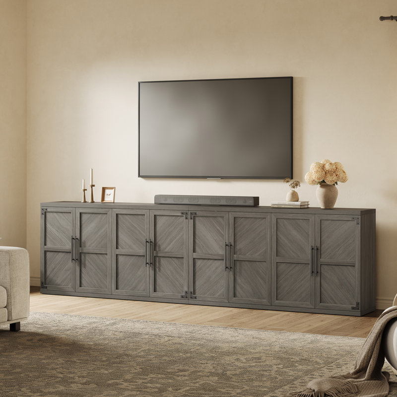 61.7'' W Modern Sideboard Buffet Cabinet with 4 Doors, Adjustable Shelves, Large Storage Cabinet, Ash Gray