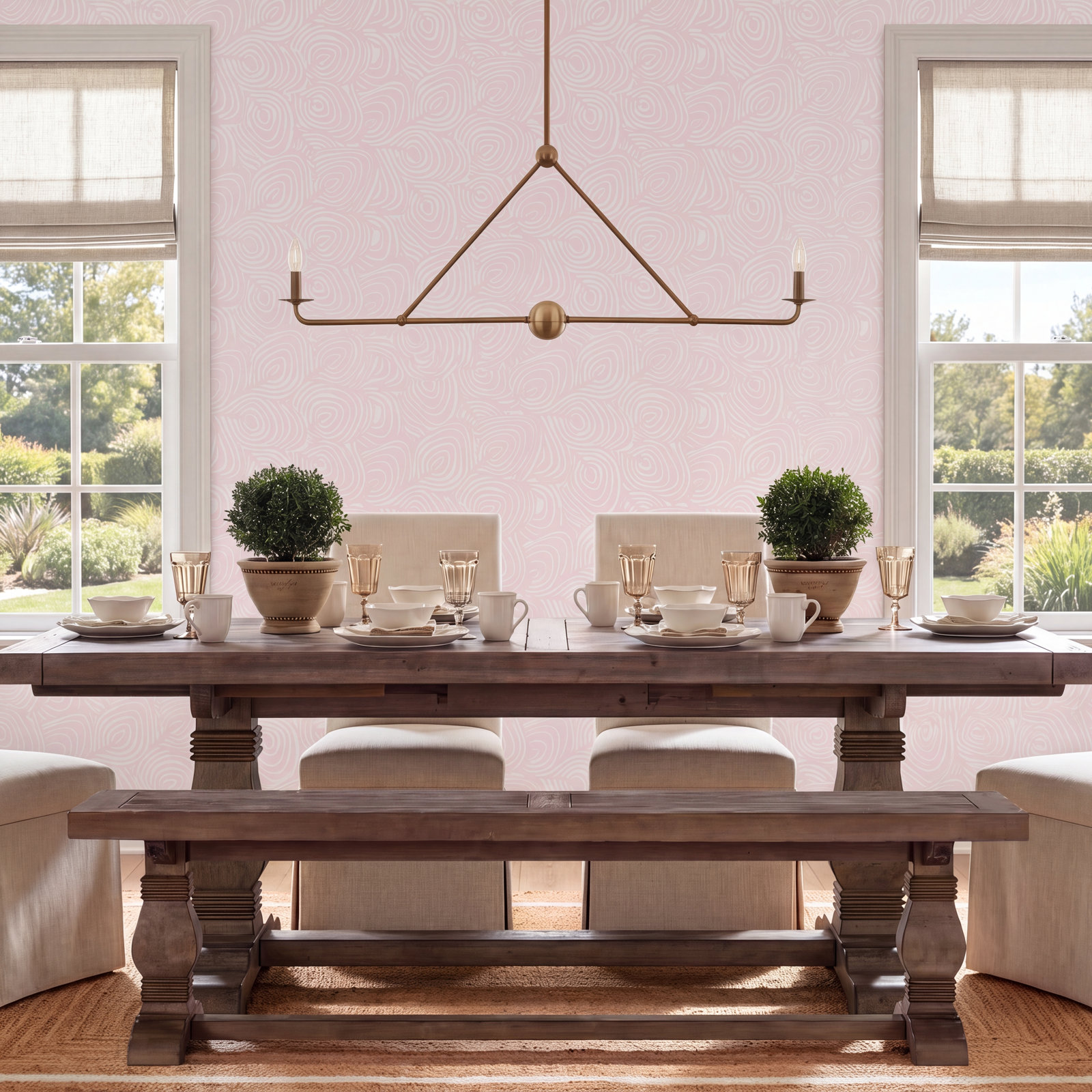 Mitchell Black Lomé Wallpaper Roll, Blush, Paper