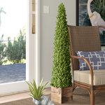 Armatha Faux Boxwood Topiary in Manufactured Wood Planter